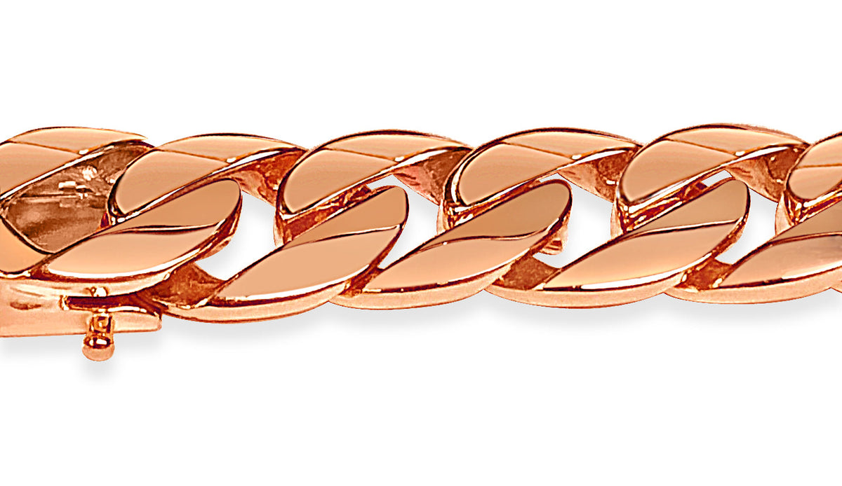 Curb Solid White/Yellow/Rose Gold Handmade Necklace , 13mm, 16-30 Inch