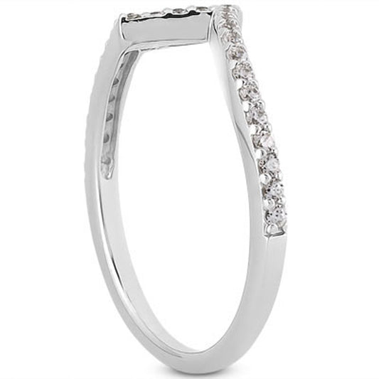 14k White Gold Fancy Zig Zag Pave Diamond Wedding Ring Band — photo 2 of 4
