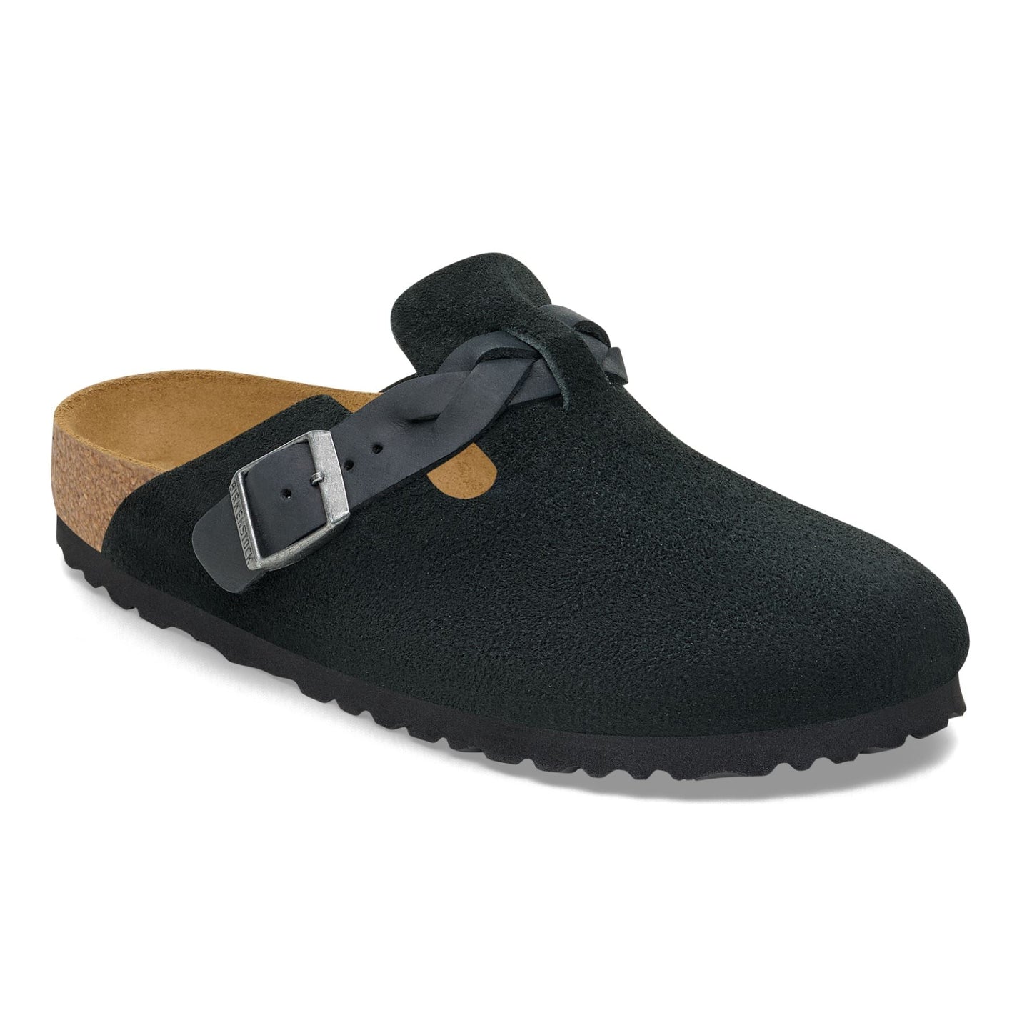 Birkenstock Womens Boston Braided Suede Leather Clogs