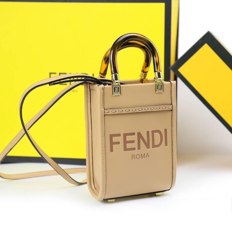 Fendi Vitello King Plexiglass Logo Embossed Mini Fendi Sunshine Shopper Tote