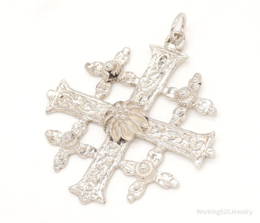 Vintage Large Jerusalem Cross 800 Silver Pendant