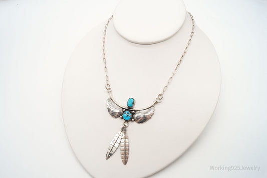 Vintage Native American LG Turquoise Sterling Silver Necklace — photo 2 of 8