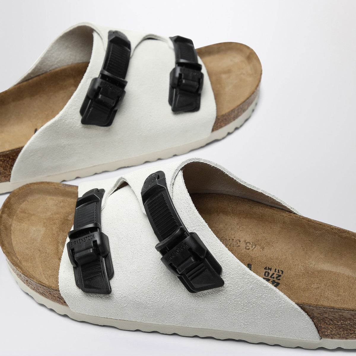 Birkenstock Slide Zürich Tech Antique White In Suede