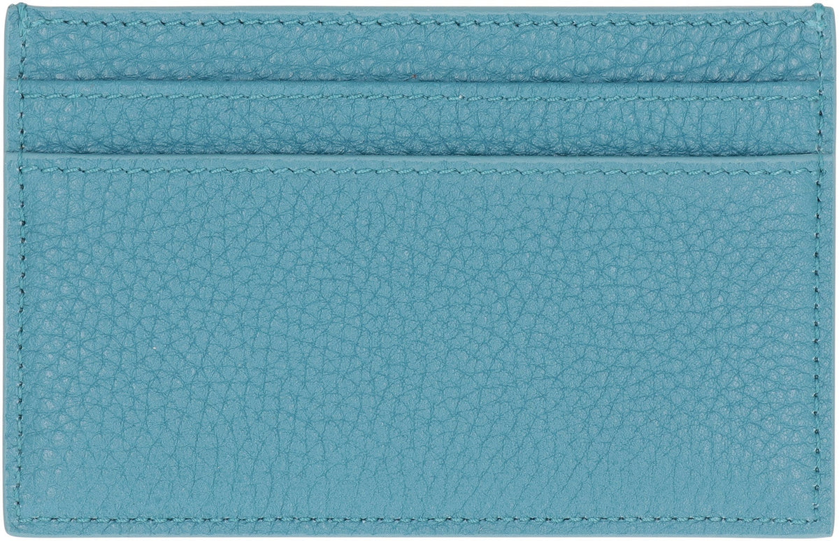CELINE Pebbled Leather Card Holder with Five Slots -x7 cm