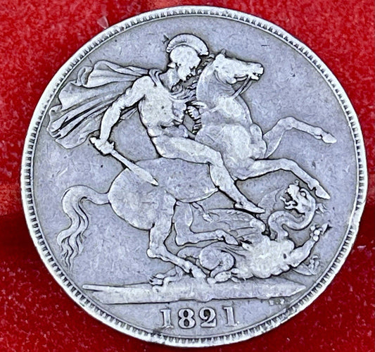 1821-1822 Jorge IV Corona de Plata San Jorge Dragón .925