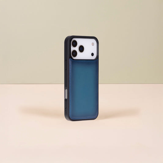 Leather iPhone 17 Pro Wallet Case – Blue - Austin