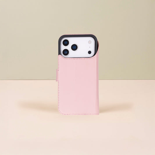 Leather iPhone 17 Pro Wallet Case – Pink - Austin