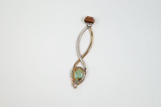 Vintage Native American 12K GF Green Turquoise Sterling Silver Pendant — photo 2 of 10