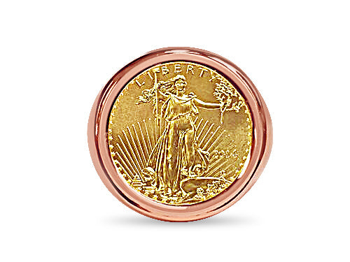 Fancy Solid White/Yellow/Rose Gold Handmade Coin Ring , 1/4oz Coin ,