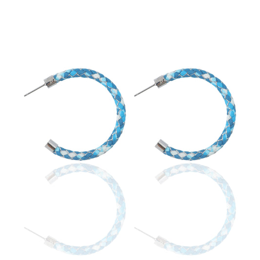 Ocean Braided Silk Hoop Earrings