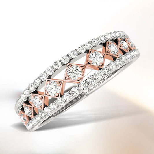 14k White And Rose Gold Diamond Band (3/8 cttw) — photo 2 of 3