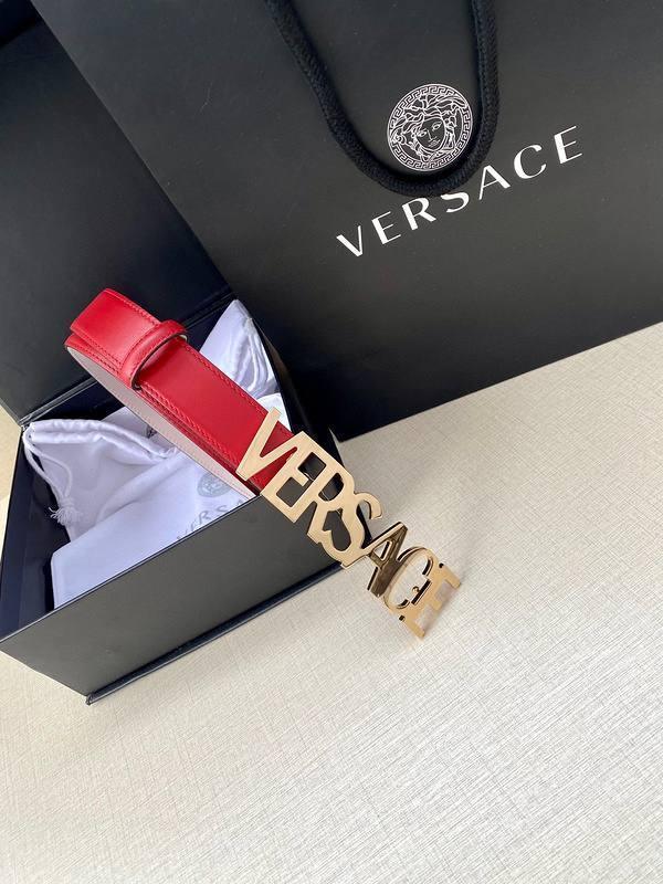 Versace Women's Leather Logo Decorated Buckle Belt