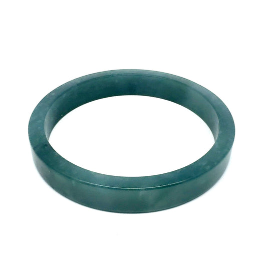70.5 mm Princesa Blue Guatemalan Jadeite Square-Edge Bangle, Artisan-Carved