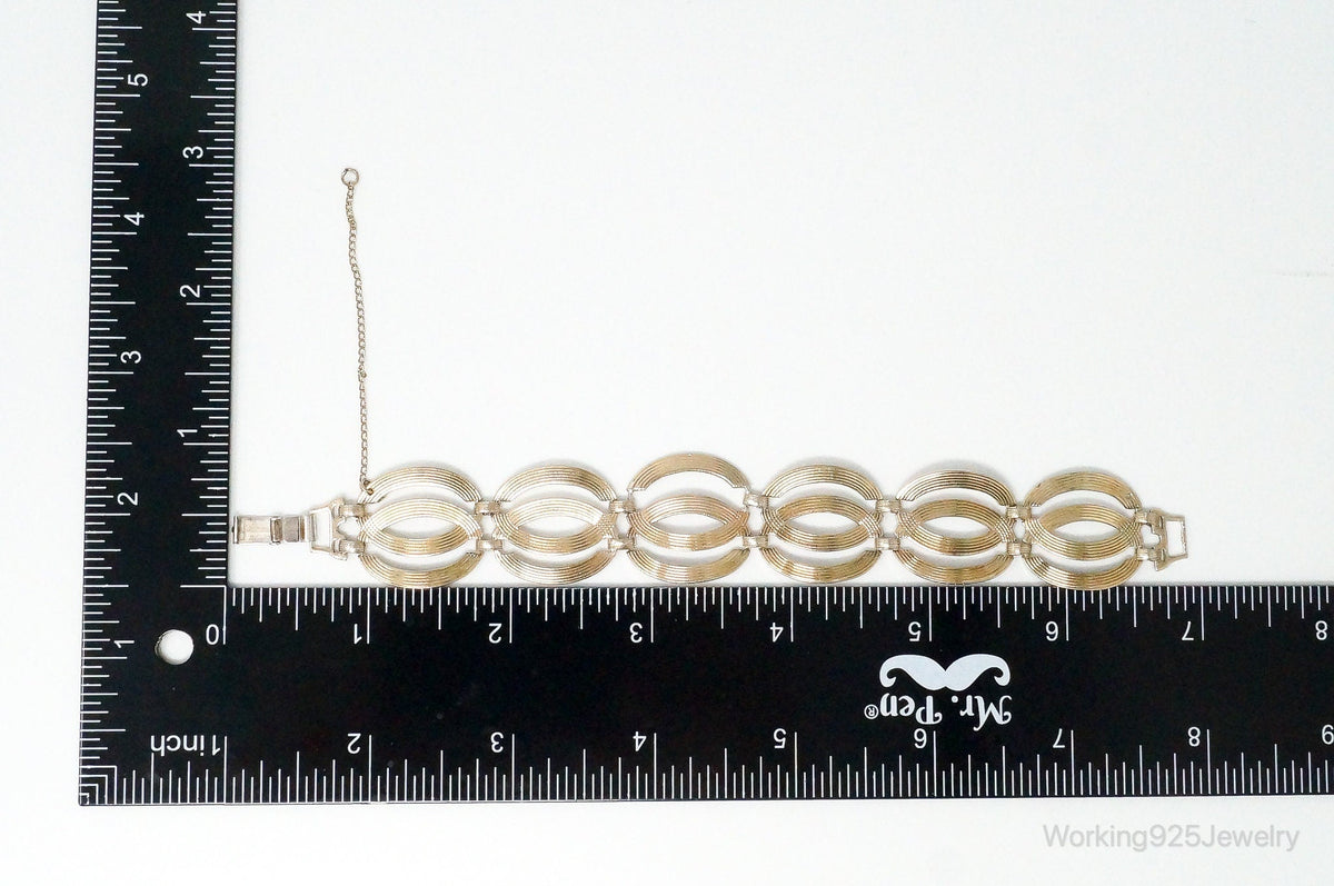 Vintage Designer Symmetalic 14K Gold Art Deco Sterling Silver Bracelet