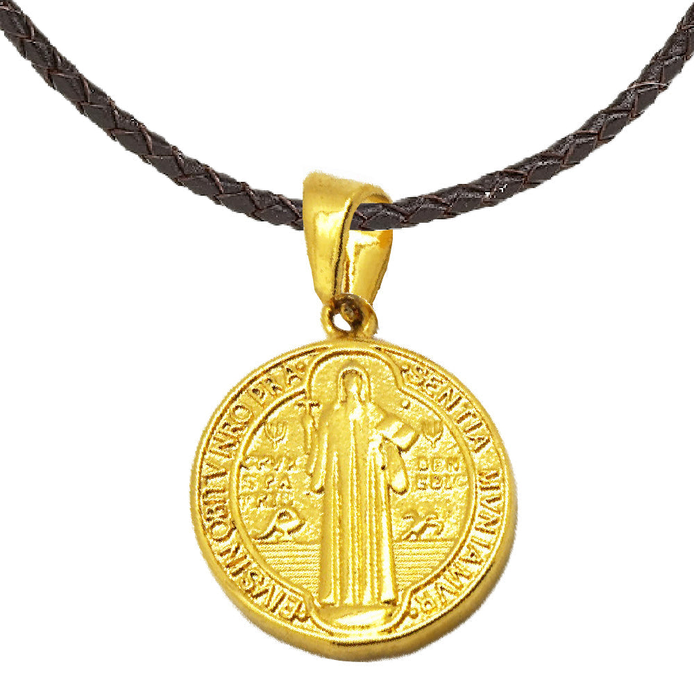 18K Gold-plated Stainless Steel St. Benedict Medal - 22 mm - Buy 1 Get 1 Free!