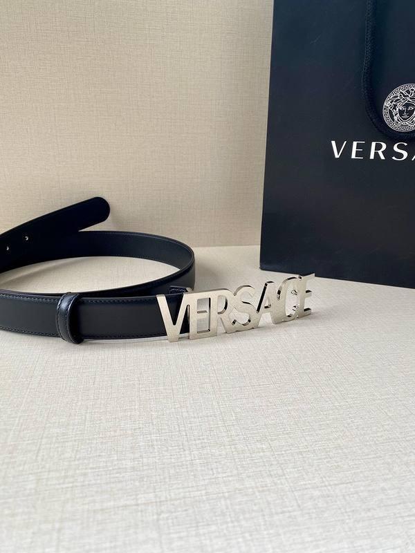 Versace Women's Leather Logo Decorated Buckle Belt