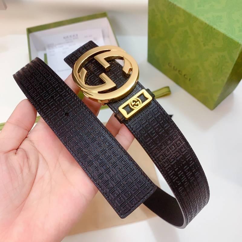 GUCCI Embellished coated-canvas and leather belt 'Black'