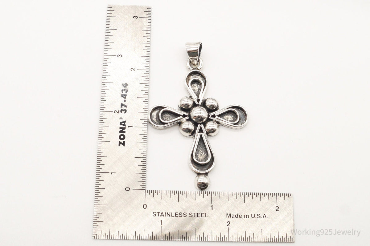 VTG RARE Large Mexico Modernist Bernice Goodspeed Sterling Silver Cross Pendant