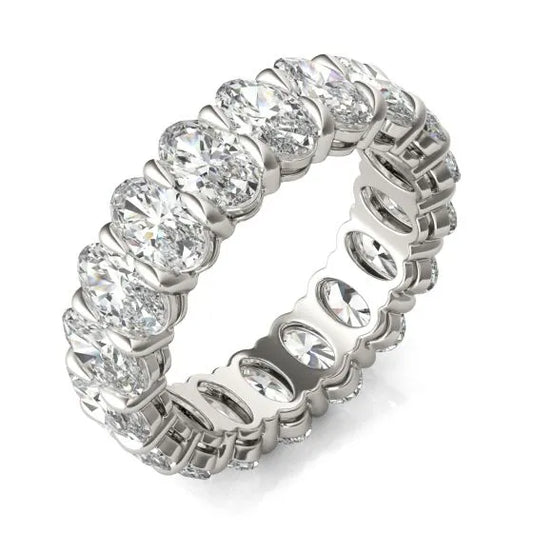 4 CTW Oval Lab Grown Diamond Couture Classic Eternity Ring 14K White Gold (G-VS)