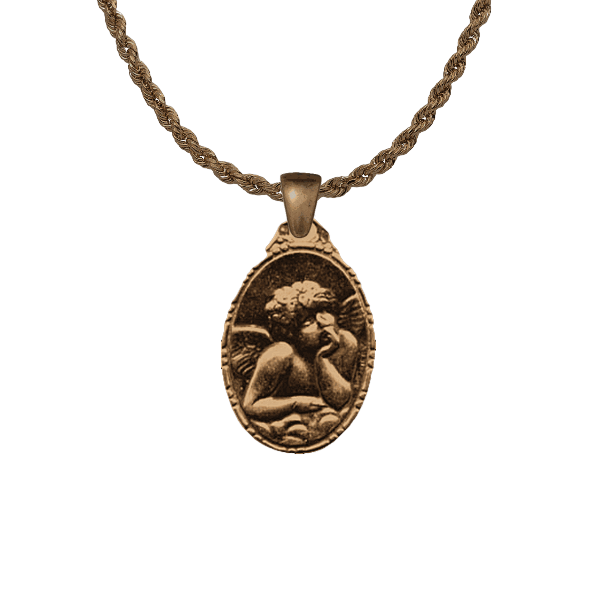 Vintage Bronze Dreaming Angel Medal