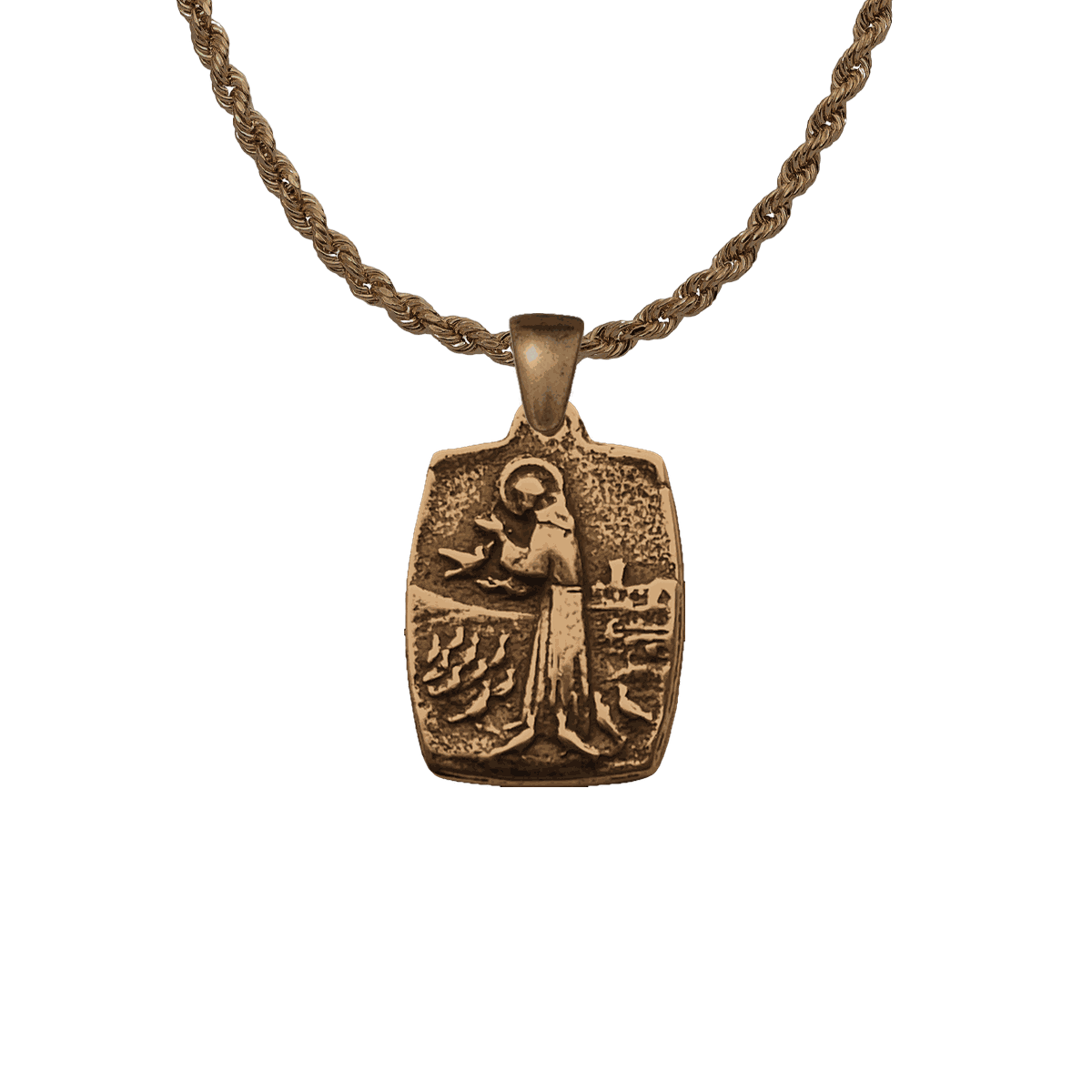Vintage Bronze St. Francis with Birds Medal