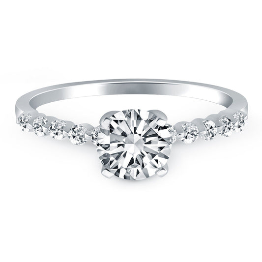 14k White Gold Diamond Engagement Ring with Shared Prong Diamond Accents — photo 2 of 6