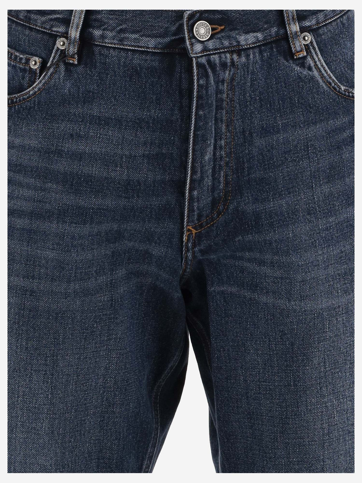 Dolce & Gabbana Cotton Denim Short Pants With Logo Plaque