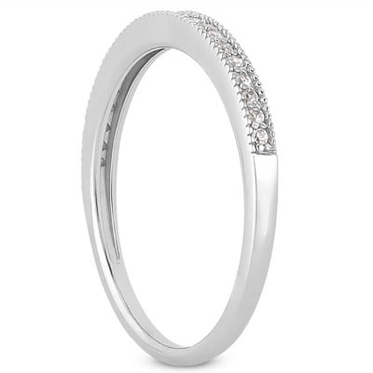 14k White Gold Diamond Micro Pave Diamond Milgrain Wedding Ring Band — photo 2 of 4