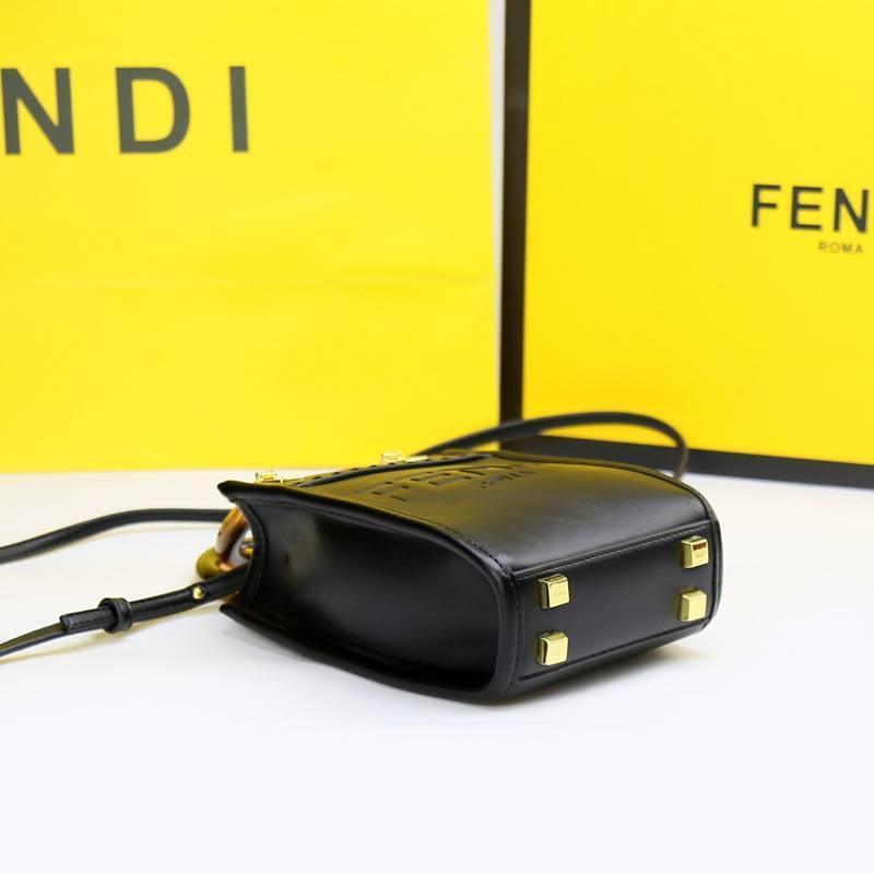 Fendi Vitello King Plexiglass Logo Embossed Mini Fendi Sunshine Shopper Tote