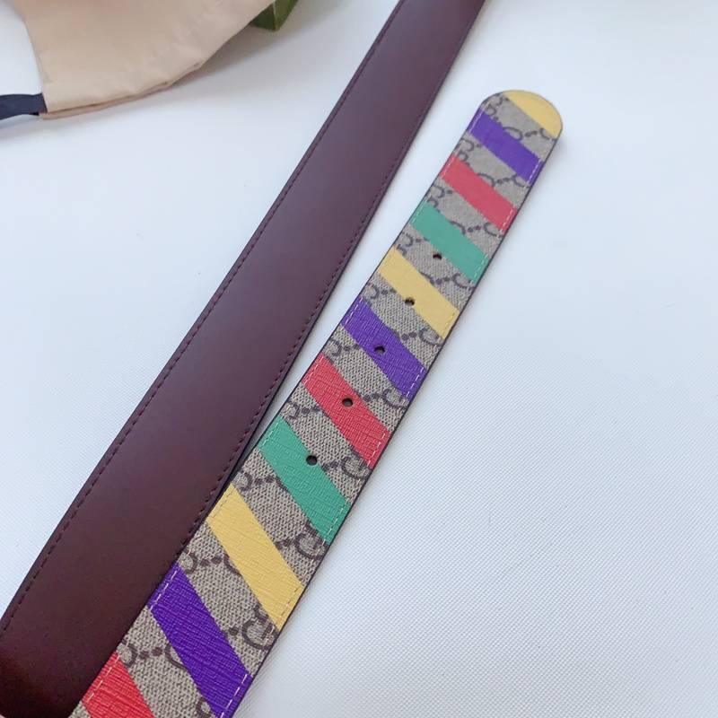 GUCCI Embellished coated-canvas and leather belt 'Multicolor'
