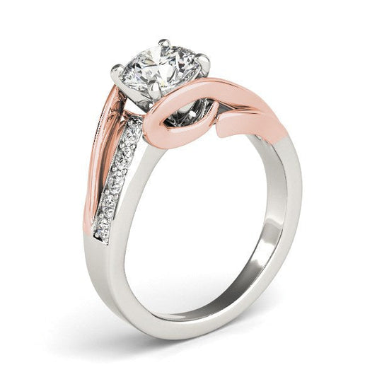 14k White And Rose Gold Bypass Shank Diamond Engagement Ring (1 1/8 cttw) — photo 2 of 6