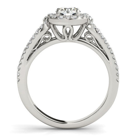 14k White Gold Diamond Engagement Ring with Teardrop Split Shank (7/8 cttw) — photo 2 of 4