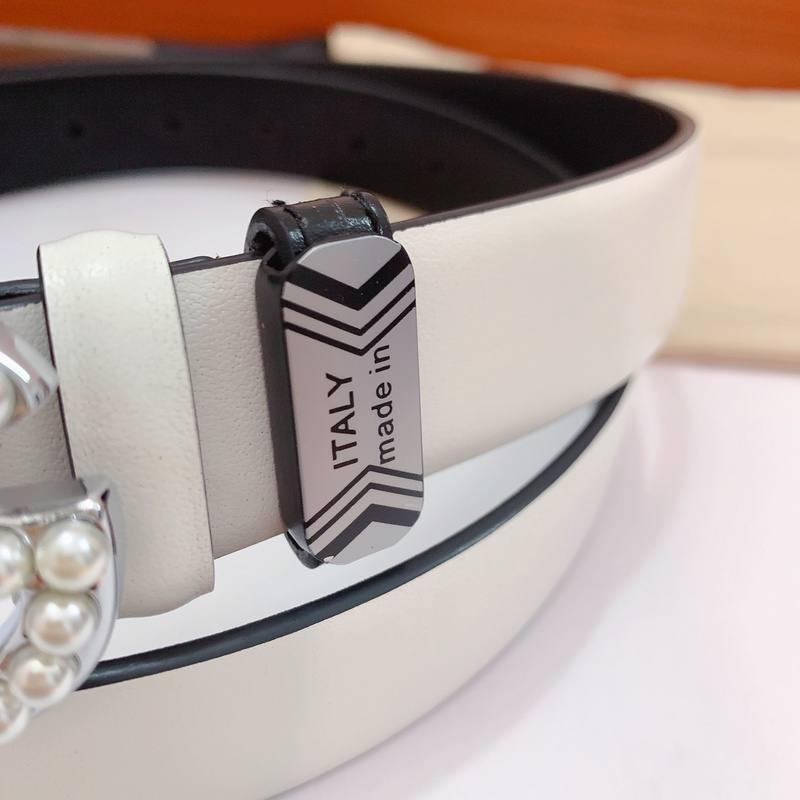 Dolce Gabbana Calfskin belt with bejeweled DG logo 'White'