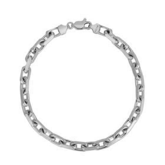 14k White Gold French Cable Chain Bracelet (4.80 mm)