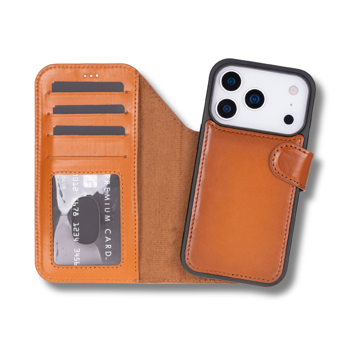 Leather iPhone 17 Pro Max Wallet Case – Rustic Brown - Austin