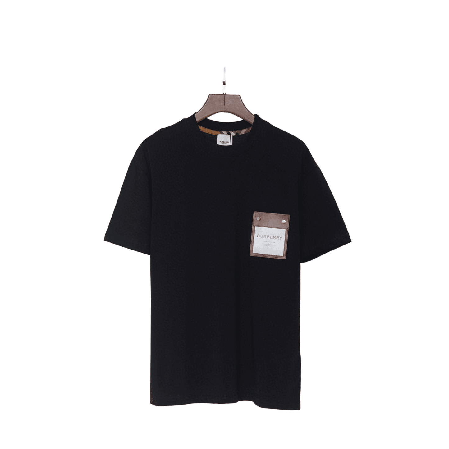 Burberry T-Shirt Without Collar | Black & Beige Crew Neck