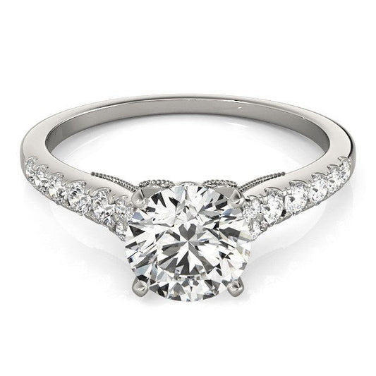 14k White Gold Diamond Engagement Ring With Single Row Band (1 3/4 cttw) — photo 2 of 8
