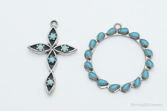 Vintage Native American Turquoise Sterling Silver Pendant Set — photo 2 of 7