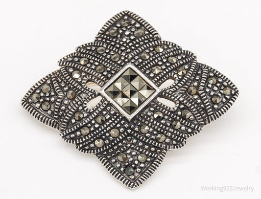Vintage Marcasite Art Deco Sterling Silver Brooch Pin