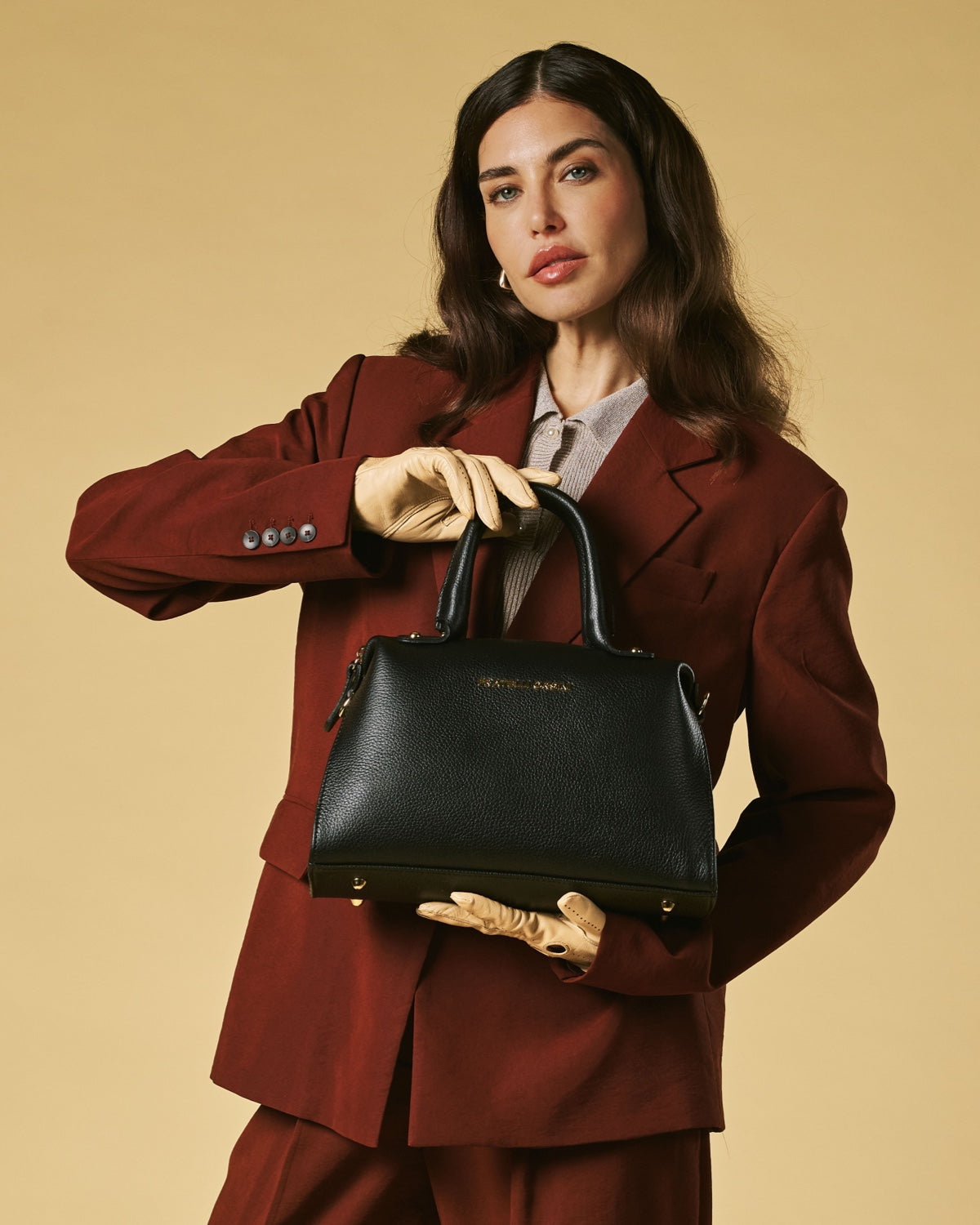 Zita (black) - Italian calf leather women's handbag (with shoulder strap) — photo 9 of 9