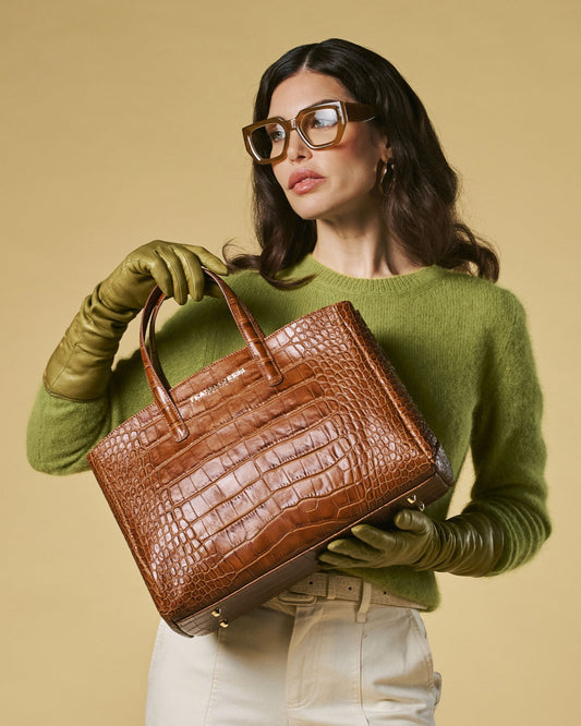 Valentina (cognac) - Italian calf leather women's handbag (with shoulder strap) — photo 2 of 9
