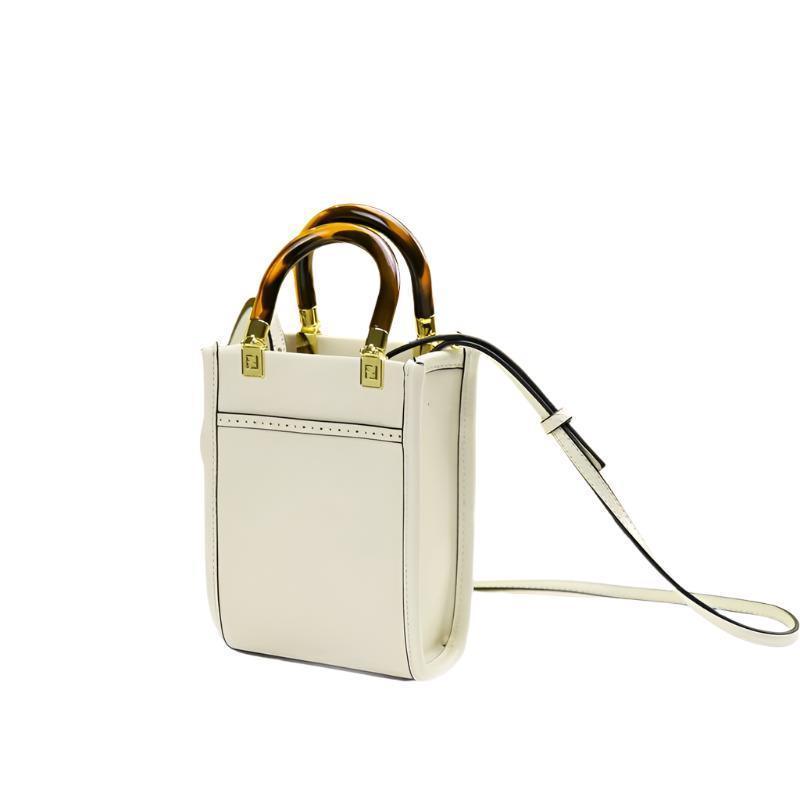Fendi Vitello King Plexiglass Logo Embossed Mini Fendi Sunshine Shopper Tote
