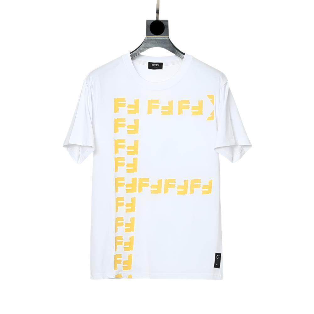 Fendi T-Shirt without Collar 'White-Yellow'