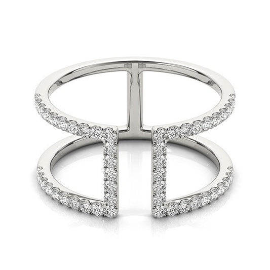 14k White Gold Modern Dual Band Style Diamond Ring (1/2 cttw) — photo 2 of 8