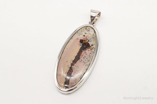 Vintage Long Dendrite Jasper Sterling Silver Pendant — photo 2 of 10