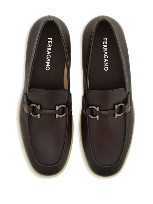 Ferragamo Leather Buckle Loafers - Men's Slip-On Style