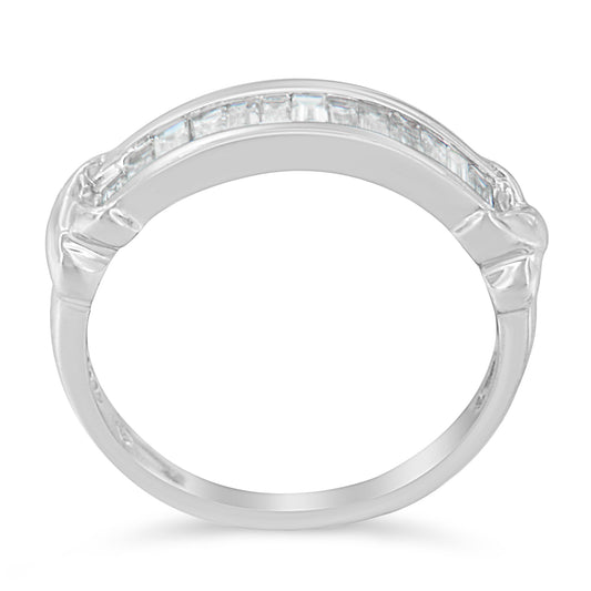 .925 Sterling Silver 1/2 Cttw Baguette Cut Diamond Channel Set X-Station Wedding Ring (H-I Color, I1-I2 Clarity) - Size 6-1/2 — photo 2 of 10