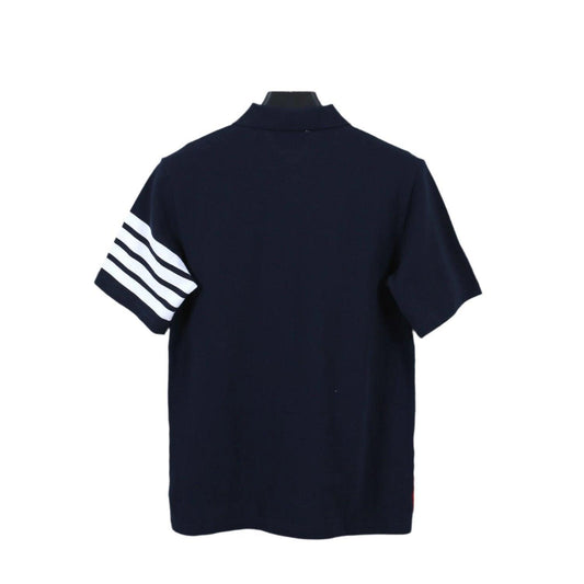 Thom Browne Navy Blue T-Shirt with Collar