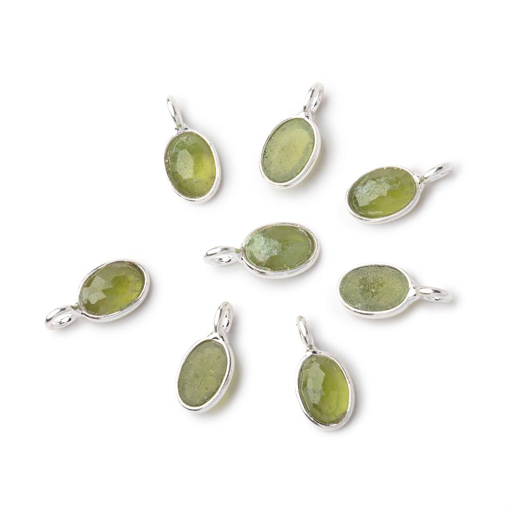 7x5mm Sterling Silver Bezel Idocrase Rose Cut Oval Pendant 1 piece