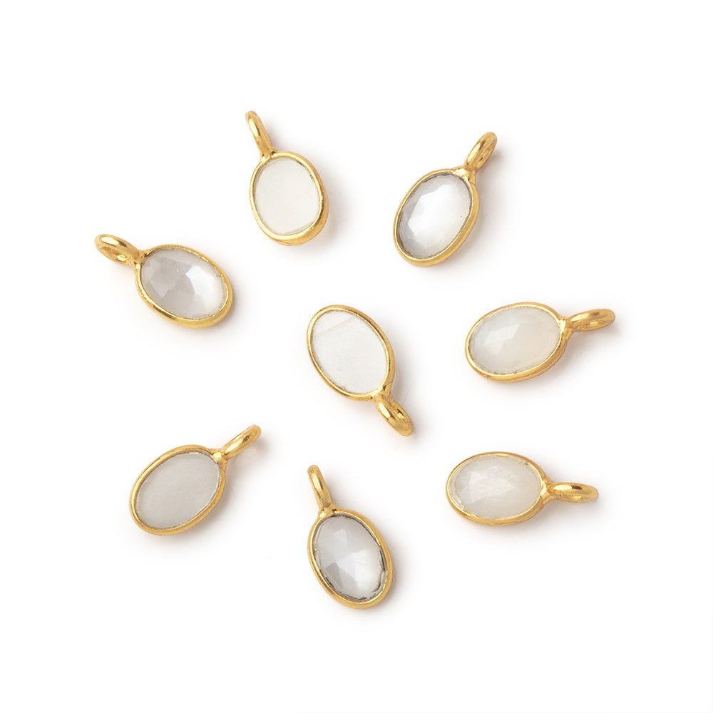 7x5mm Vermeil Bezel White Moonstone Rose Cut Oval Pendant 1 piece